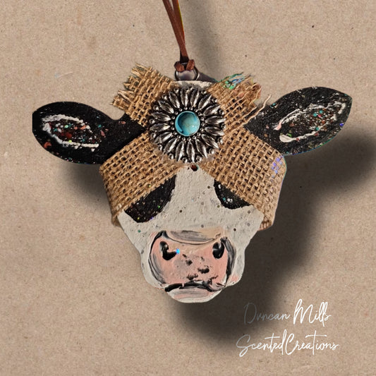 Cow With Bow Freshie | Pendant | Made to order