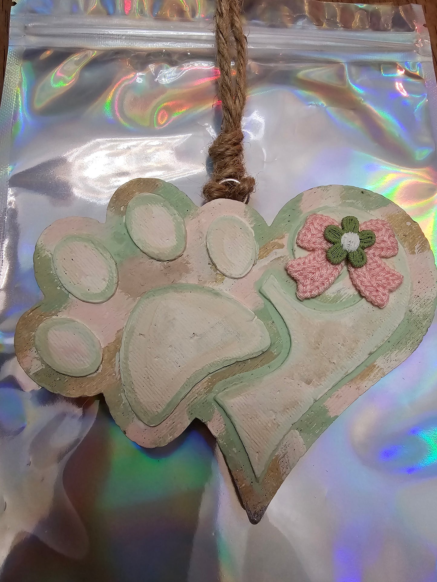Paw Print  Scroll with Bow Freshie | RTS | Champagne Toast
