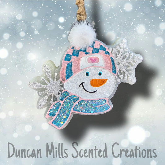 Snowman Snowflake Freshie | Pink Blue Made to order