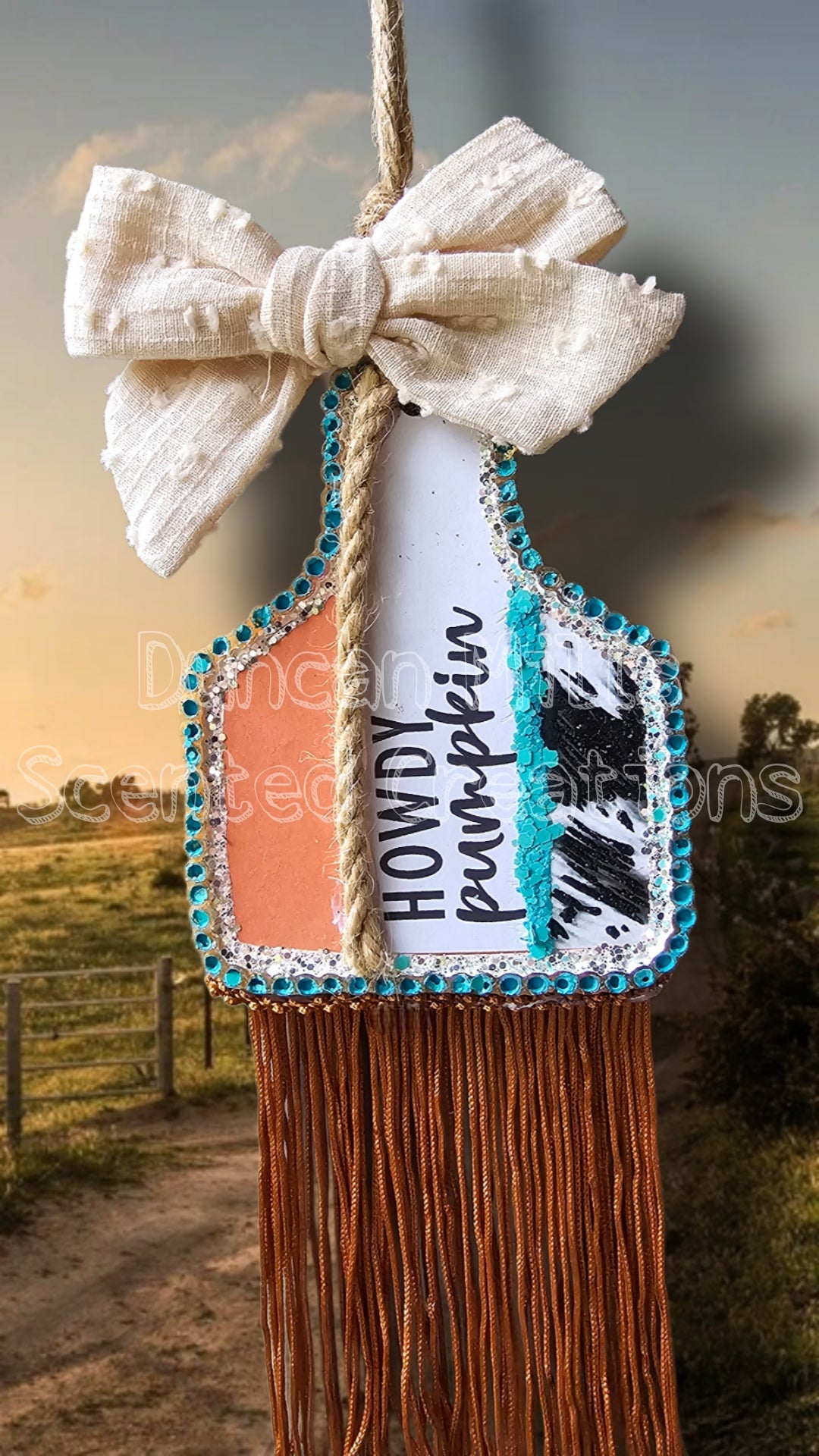 Cow tag Freshie  | cow print | Howdy Pumpkin| Made to order