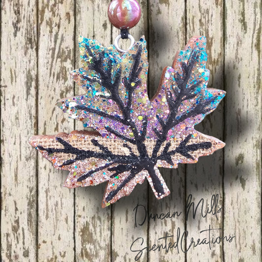 Leaf Freshie | Glitter | Burlap |Teal |purple  Silver |Made to order