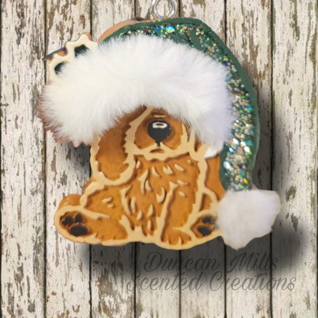 Golden Pup Freshie | Santa hat | dog lovers