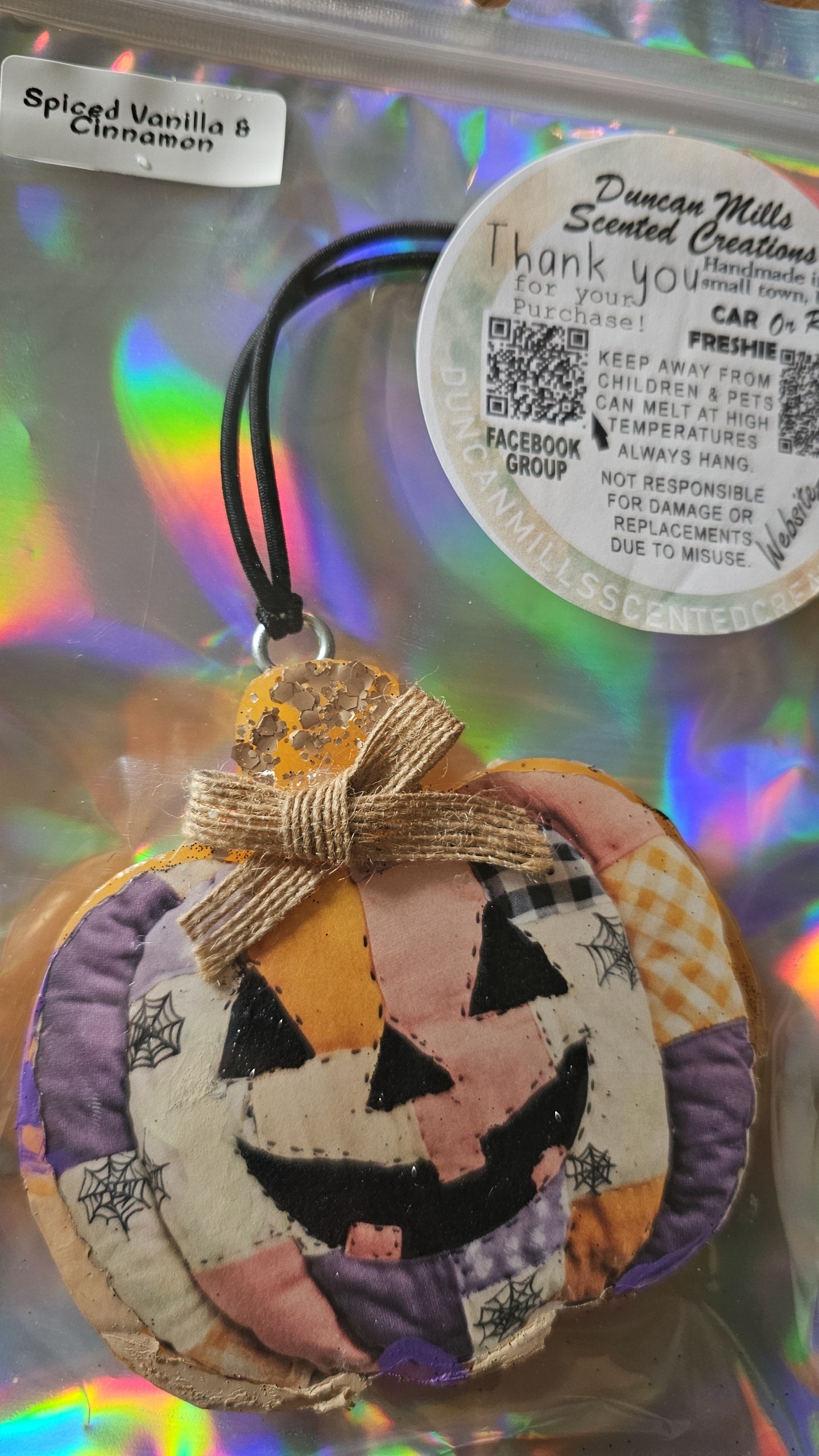 Ready to Ship Patchwork Jack-O’-Lantern Freshie | Fall | Spiced  Vanilla& Cinnamon scent)