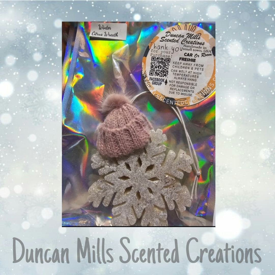 Snowflake Freshie |Stocking cap | Made to order