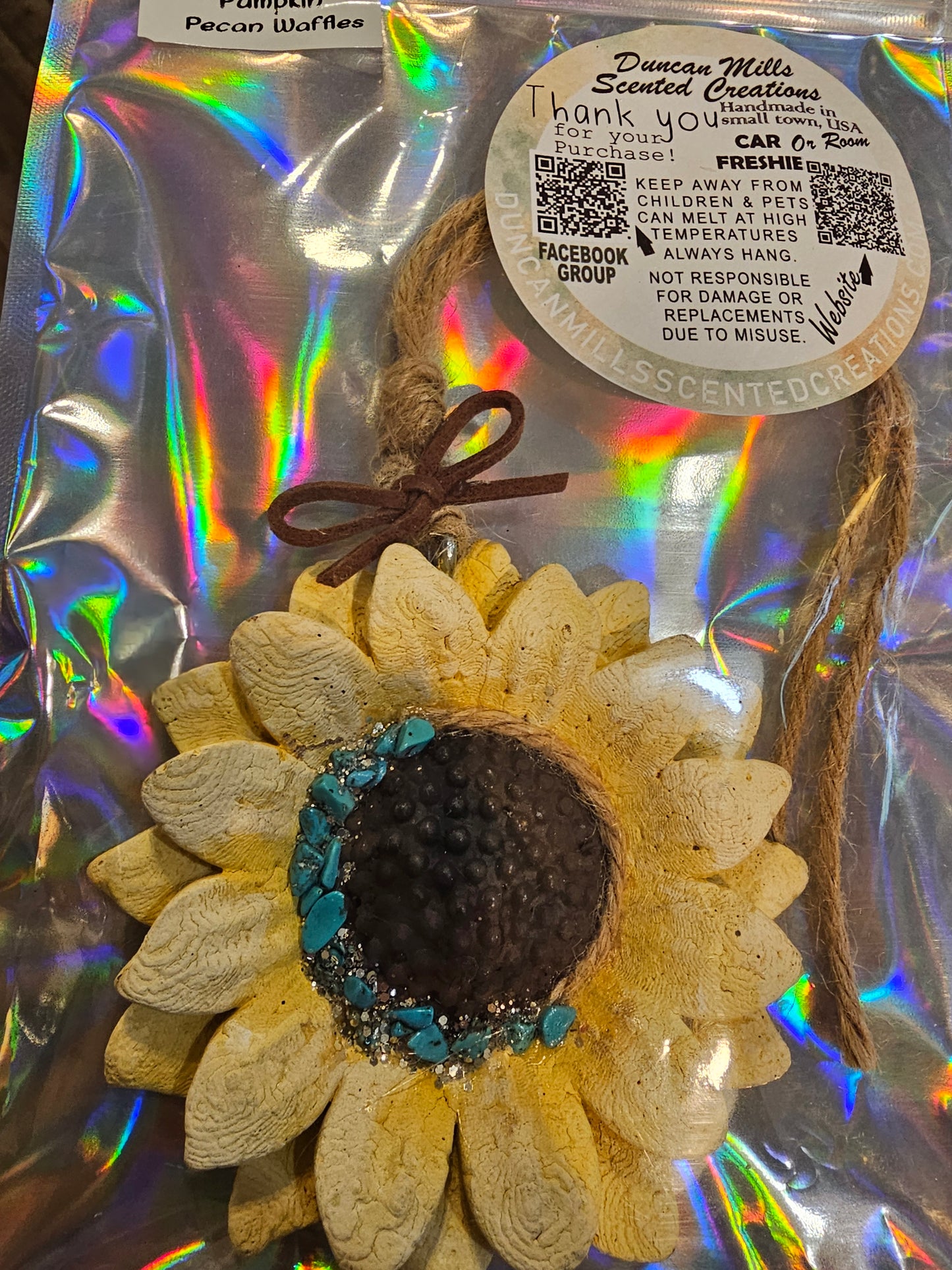 Rts Sunflower freshie | Turquoise  | Pumpkin Pecan Waffles Scent