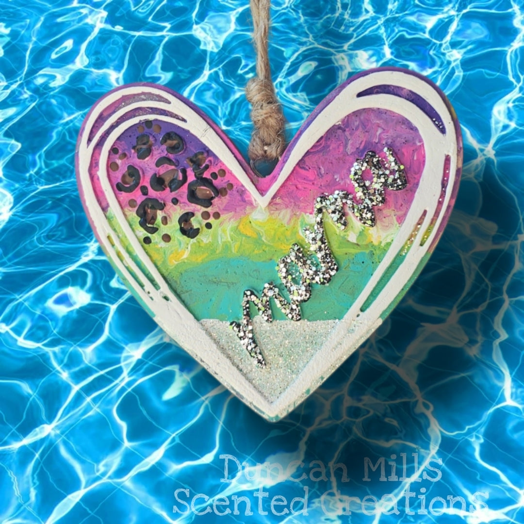 MAMA | large Heart | Multi Color Cheetah print | Made to Order