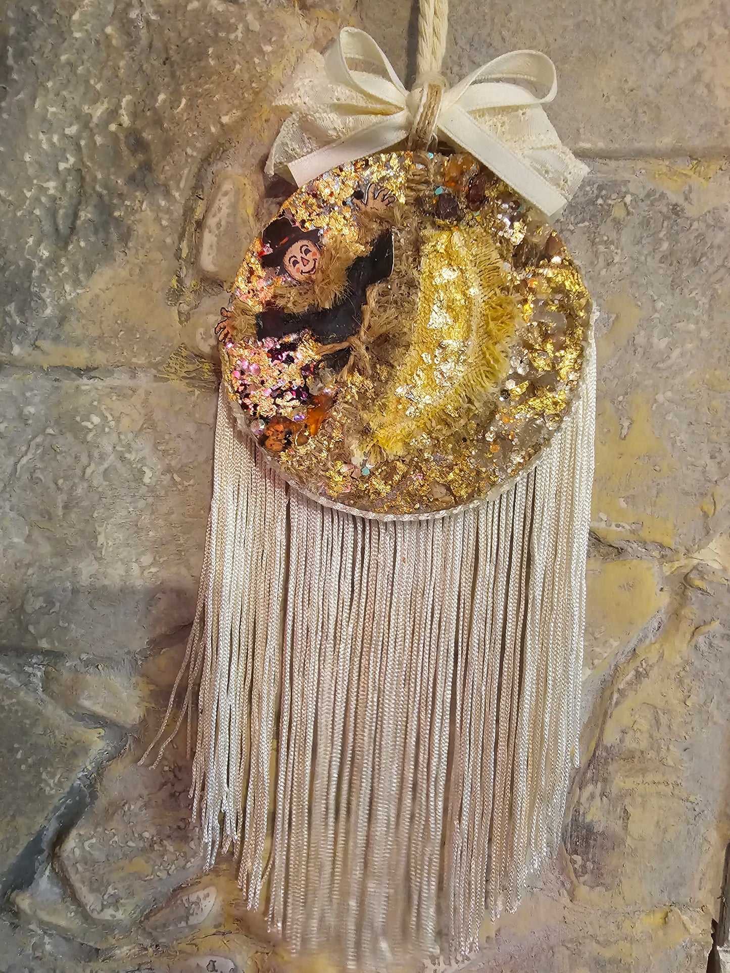 Ready to Ship Large Handmade Scarecrow Half-Moon Keepsake Freshie | One of a kind | Apple maple bourbon scent