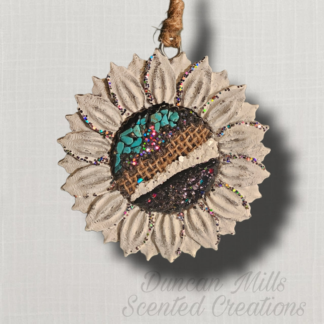 Sunflower Freshie | Black, White | Turquoise | Burlap | Western | Made to order