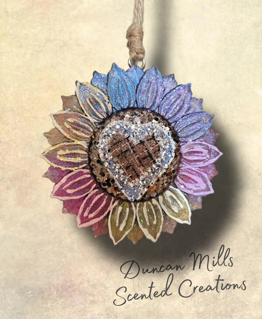 Sunflower  | multi color| Pinks | burlap plaid heart middle | Made to order