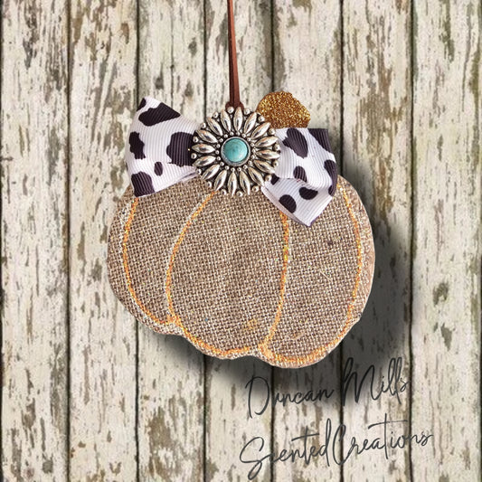 Burlap Pumpkin | Cow Print Bow | Pendant  | Choose style | Made to order