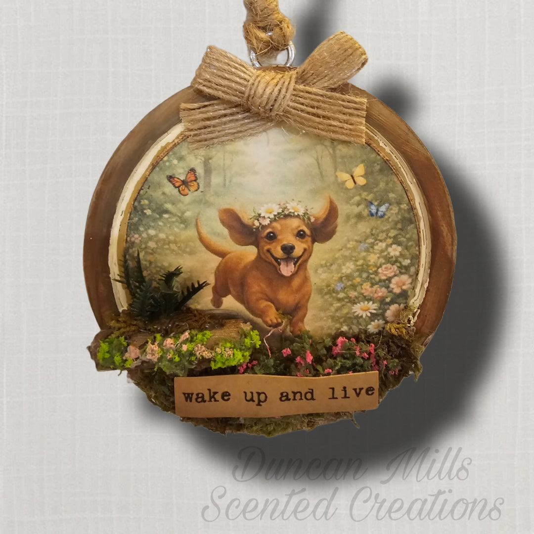 🌿 Wake Up and Live – Woodland Dachshund Freshie