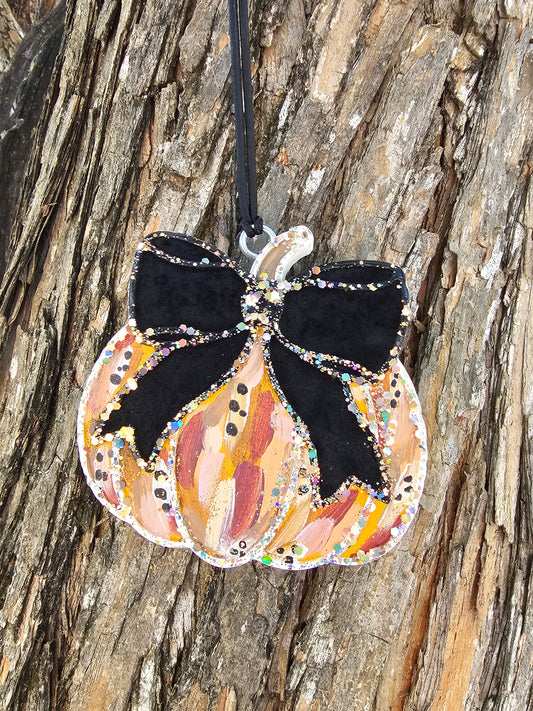 Ready-to-ship Hand-painted Bow Freshie  | Pumpkin Souffle Spice Scent