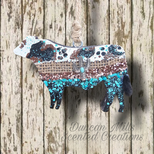 Steer Freshie |Cow | Burlap| Pendant | Made to order